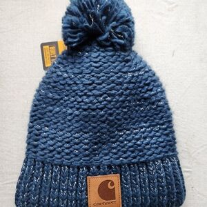 Carhartt Women's Rib Knit Sherpa-Lined PomPom Beanie NWT